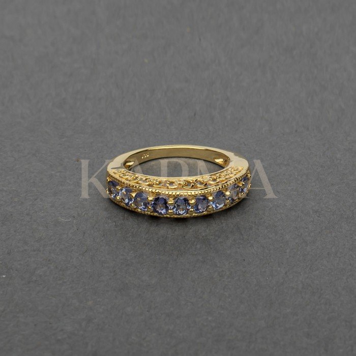 Gold Plated Sterling Silver Ring With Tanzanite Stone